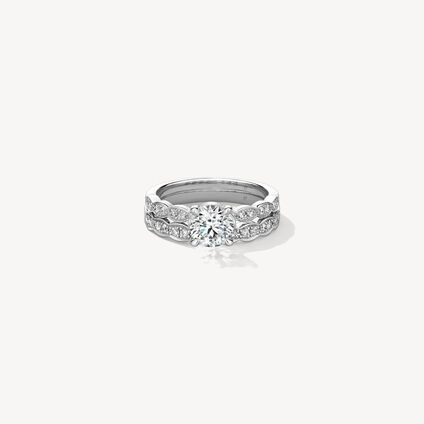 Lorelei Floral Engagement Ring with Diamond Band, Platinum, large