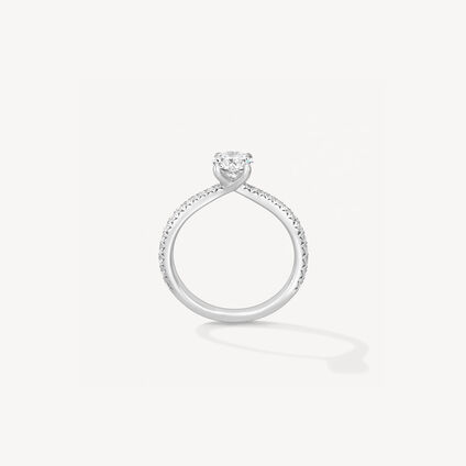 VELA Solitatire Ring With Diamond Band, Platinum, large