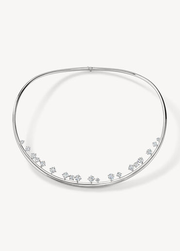 Barre Floating Diamond Choker, 18K White Gold Barre Floating Diamond Choker, 18K White Gold, large