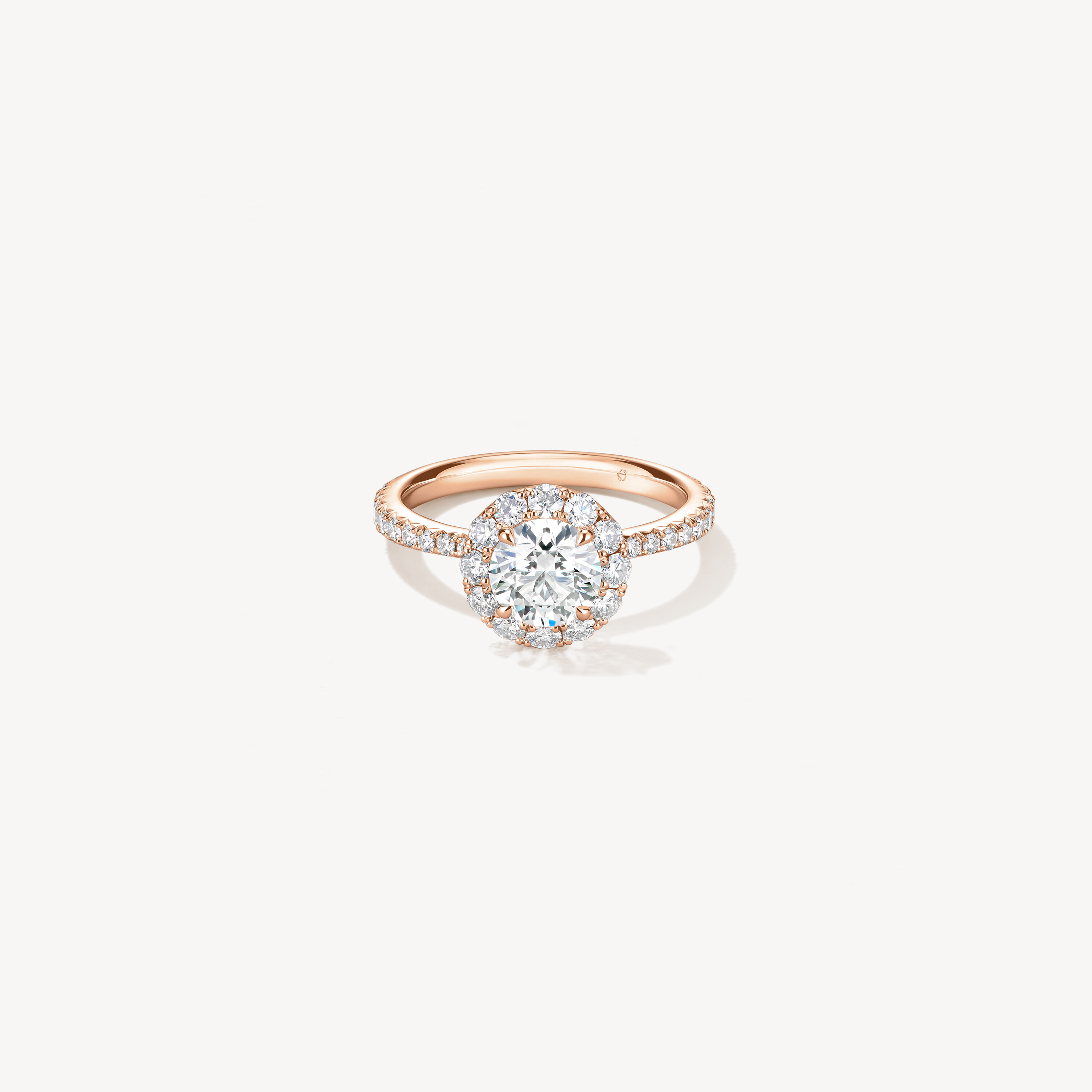 VELA Halo Ring With Diamond Band, 18K Rose Gold, large