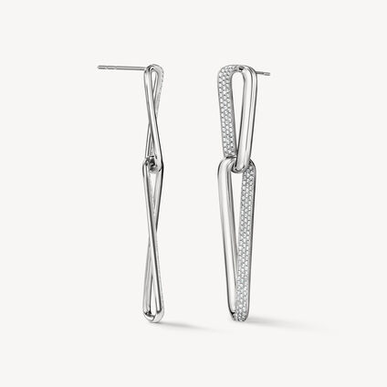 INSIDE/OUT Diamond Link Earrings, Large, 18K White Gold, large
