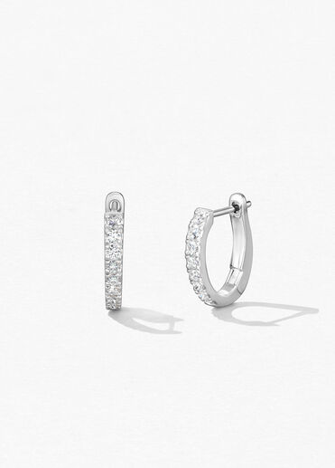 Mini Hoop Graduated Earrings, 18K White Gold Mini Hoop Graduated Earrings, 18K White Gold, large