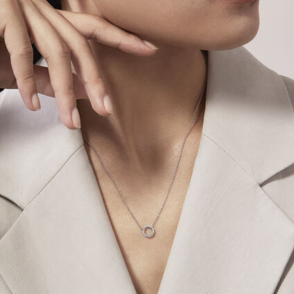 Signature Circle Pendant - Small, 18K White Gold Signature Circle Pendant - Small, 18K White Gold, large