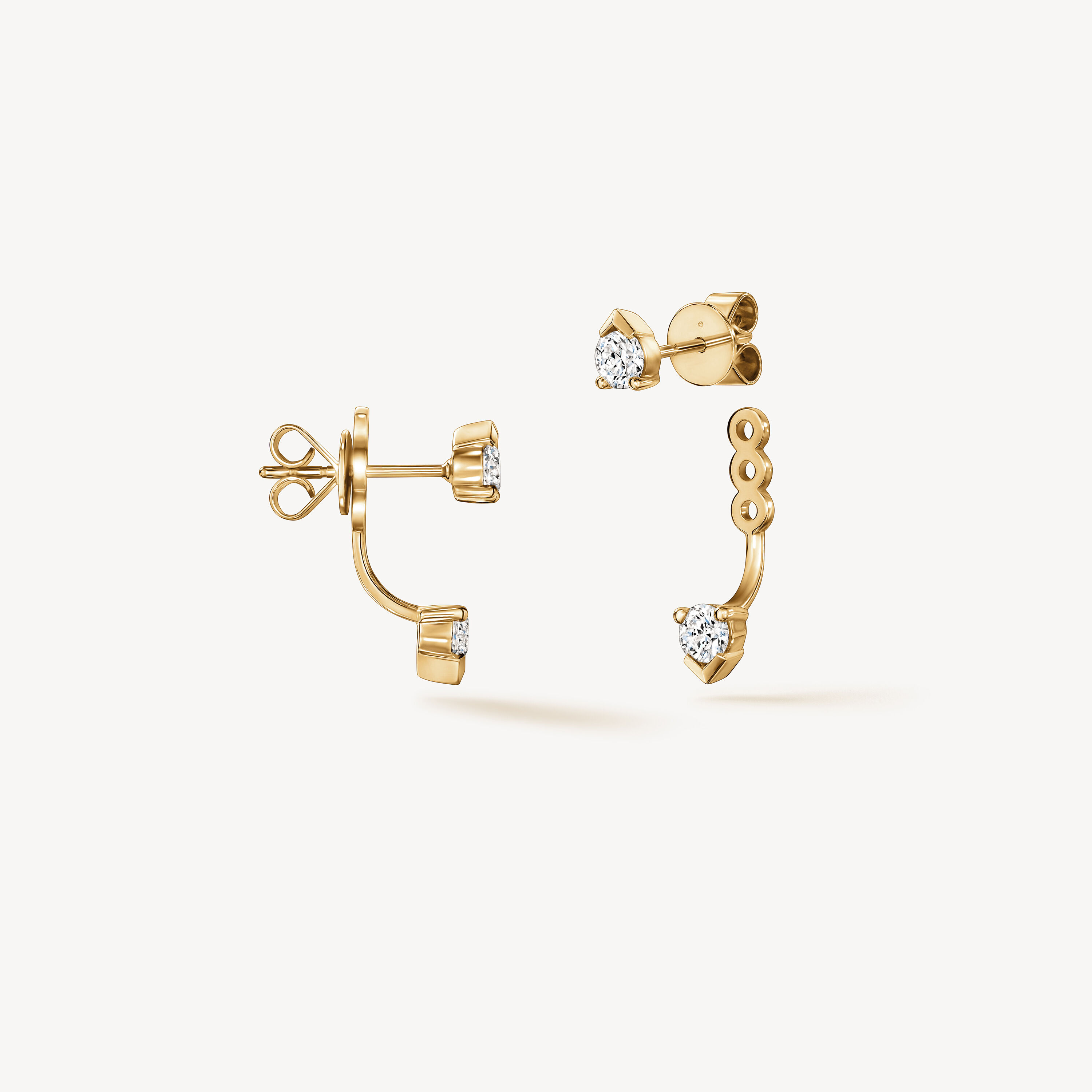 Aerial Floating Ear Jackets, 18K Yellow Gold, large