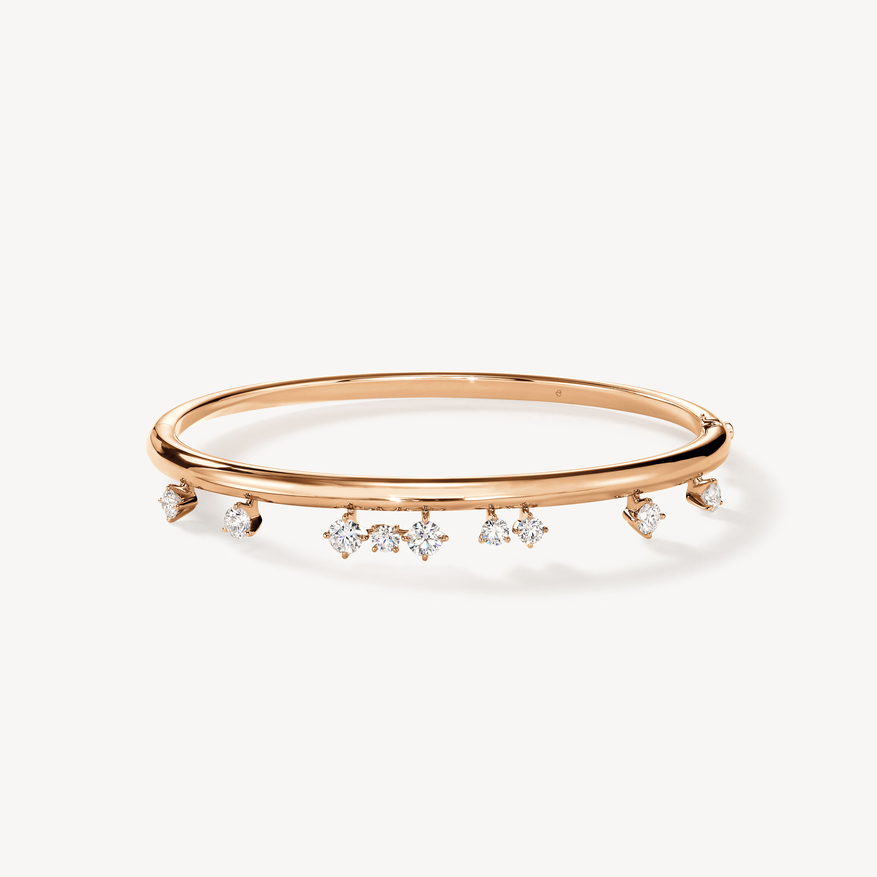 Barre Floating Diamond Bangle, 18K Rose Gold, large