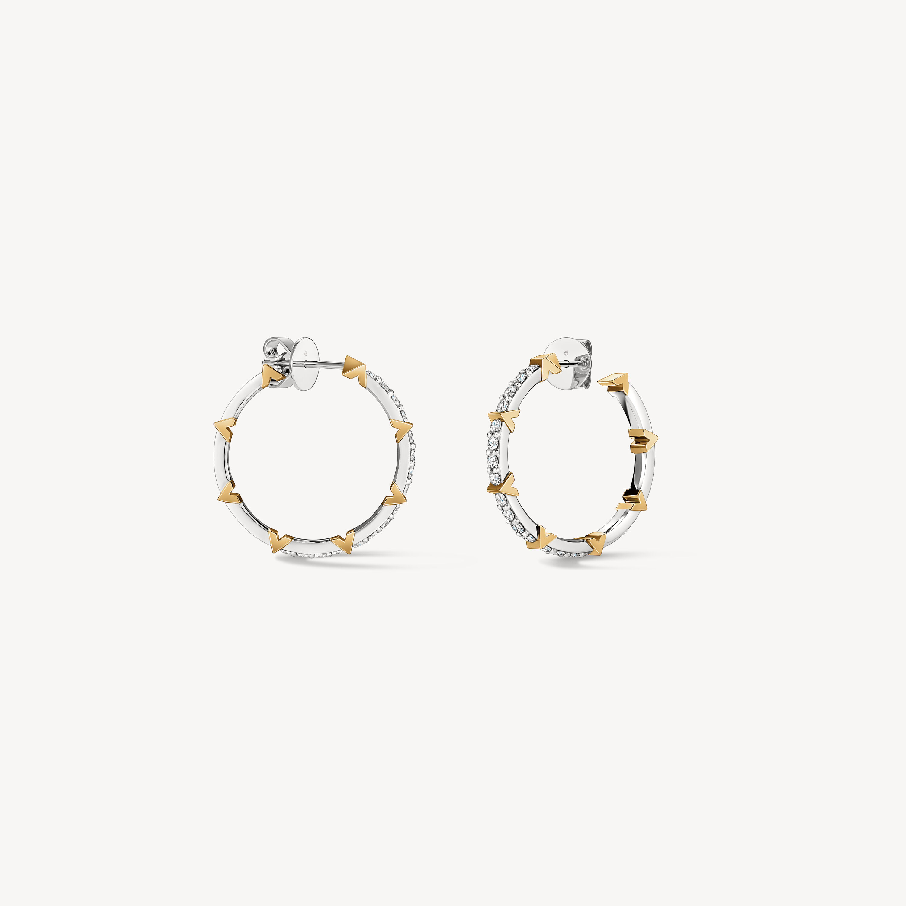 Copley Pav&eacute; Diamond Hoop Earrings, Medium, 18K White Gold & Yellow Gold, large