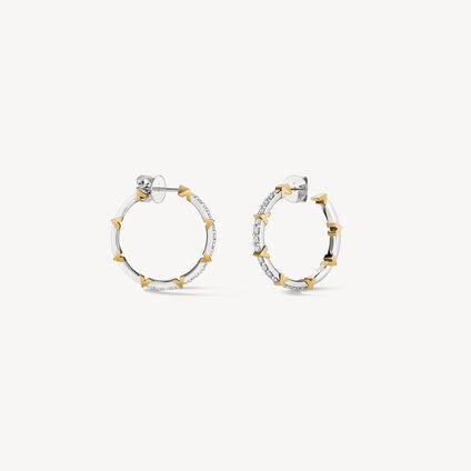 Copley Pavé Diamond Hoop Earrings, Medium, 18K White Gold & Yellow Gold, large