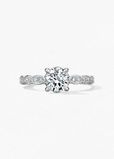 Lorelei Floral Engagement Ring with Diamond Band, Platinum Lorelei Floral Engagement Ring with Diamond Band, Platinum, large