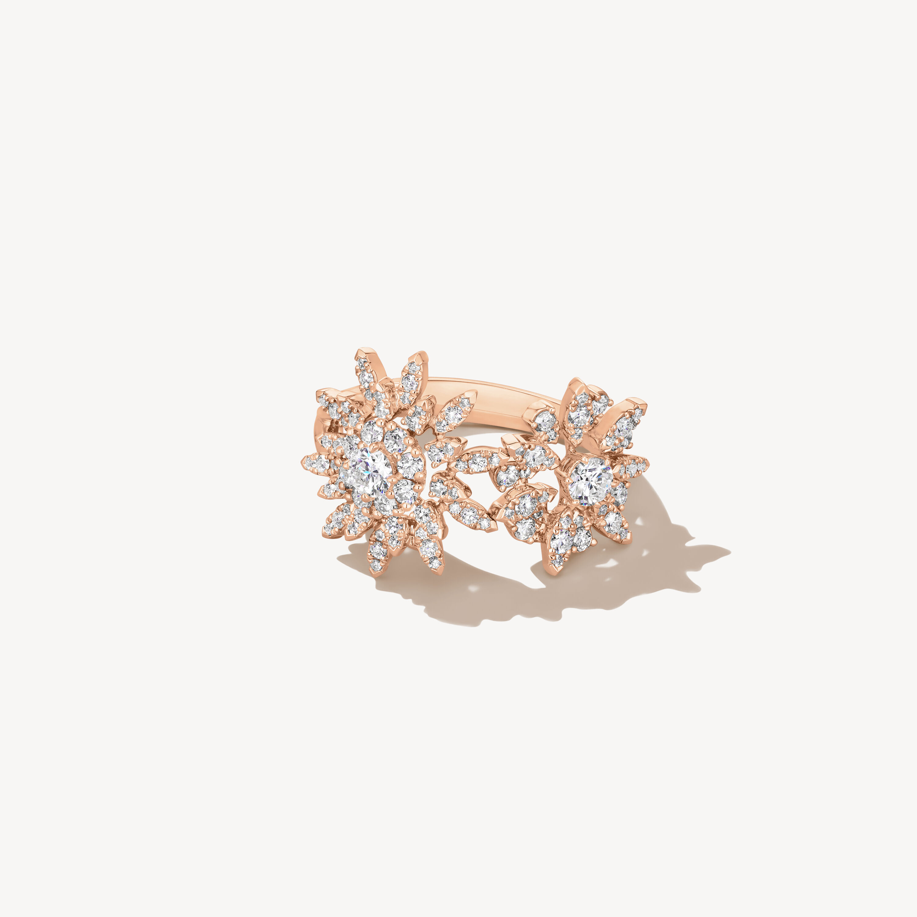 Aerial Double Sunburst  Ring, 18K Rose Gold, large
