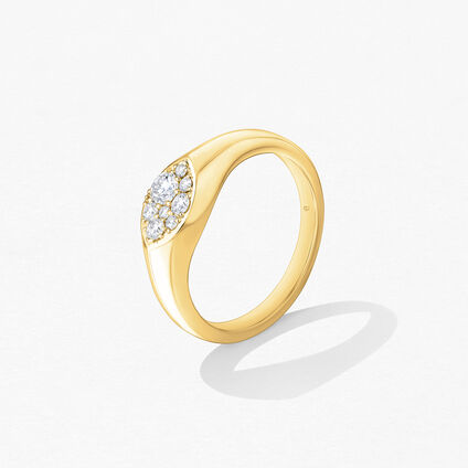 Tessa Navette Signet Ring, 18K Yellow Gold, large