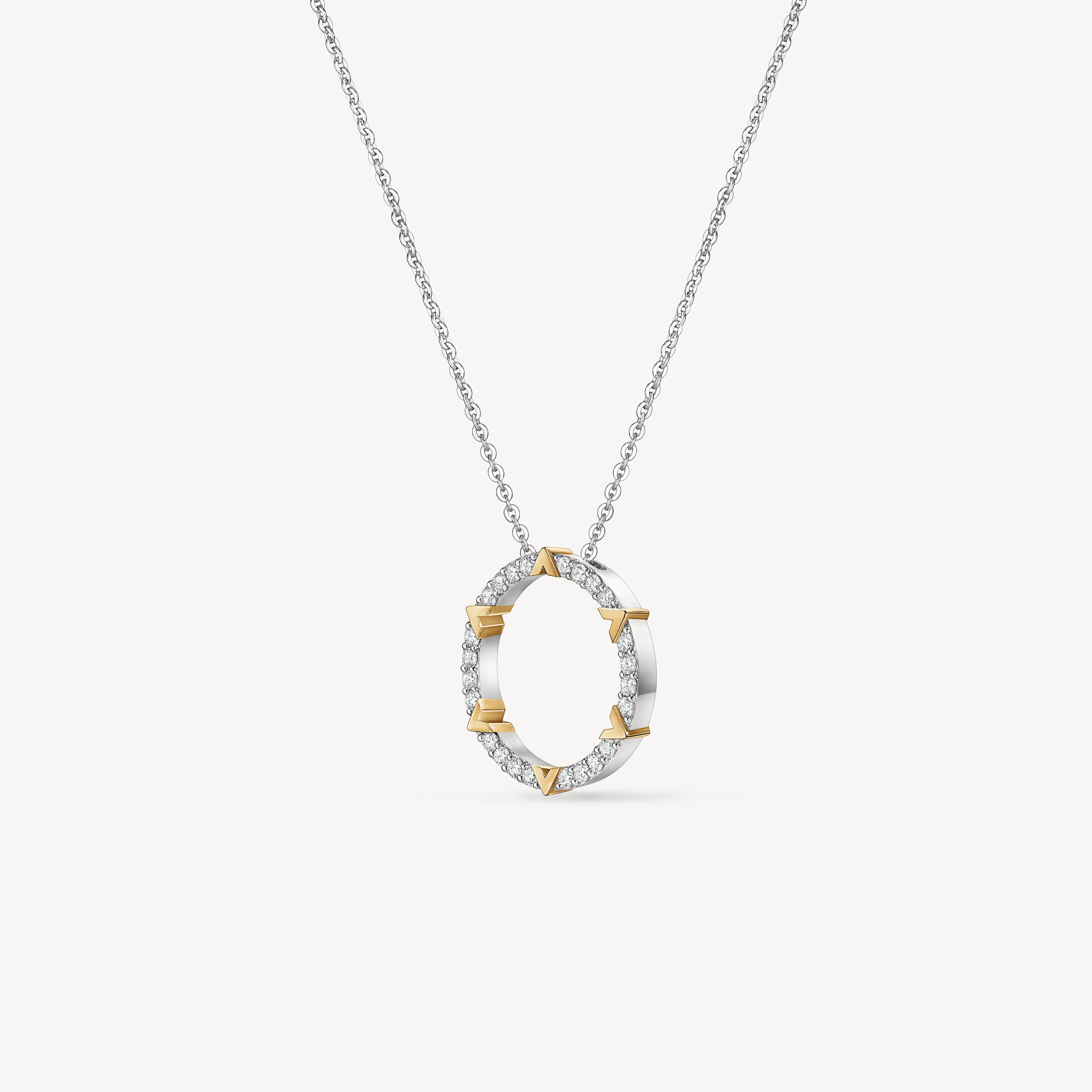 Copley Pav&eacute; Diamond Pendant Necklace, 18K White Gold & Yellow Gold, large