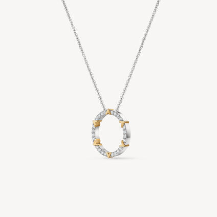 Copley Pavé Diamond Pendant Necklace, 18K White Gold & Yellow Gold, large