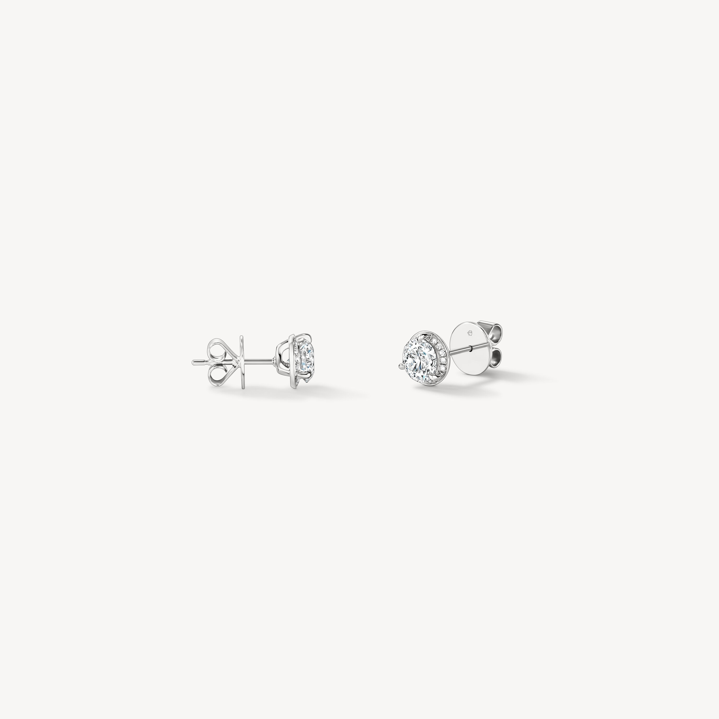 Timeless Hidden Halo Stud Earrings, 18K White Gold, large