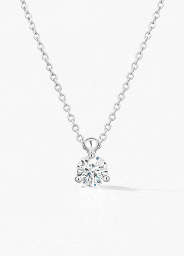 HOF Classic 3 Prong Solitaire Pendant, 18K White Gold HOF Classic 3 Prong Solitaire Pendant, 18K White Gold, large