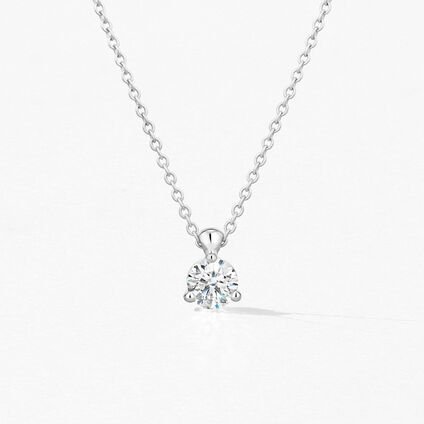 HOF Classic 3 Prong Solitaire Pendant, 18K White Gold HOF Classic 3 Prong Solitaire Pendant, 18K White Gold, large