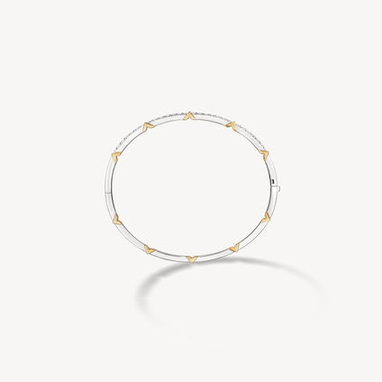 Copley Half Pavé Diamond Bangle, 18K White Gold & Yellow Gold, large