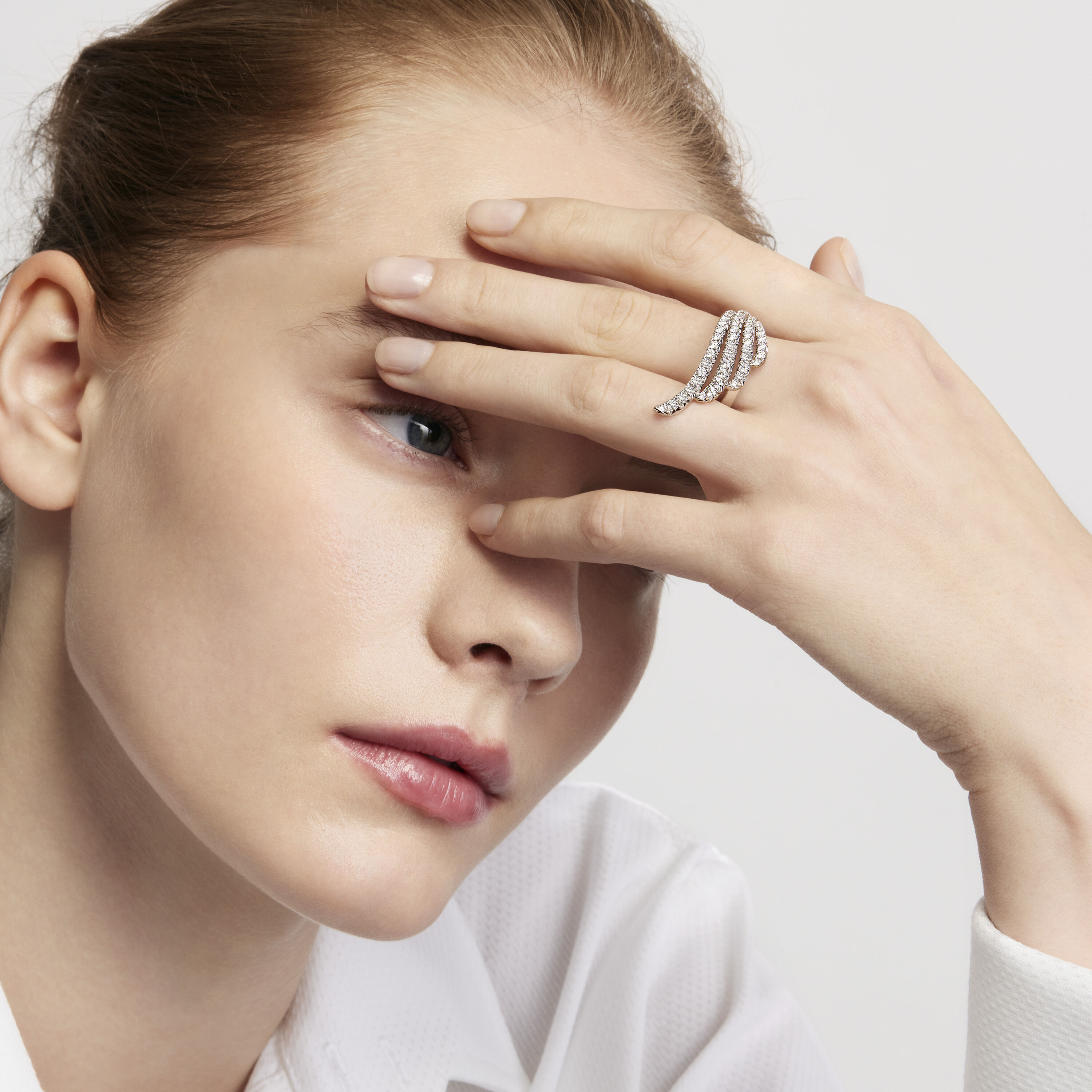 VELA French Cut Pav&eacute; Cocktail Ring, 18K Yellow Gold, large