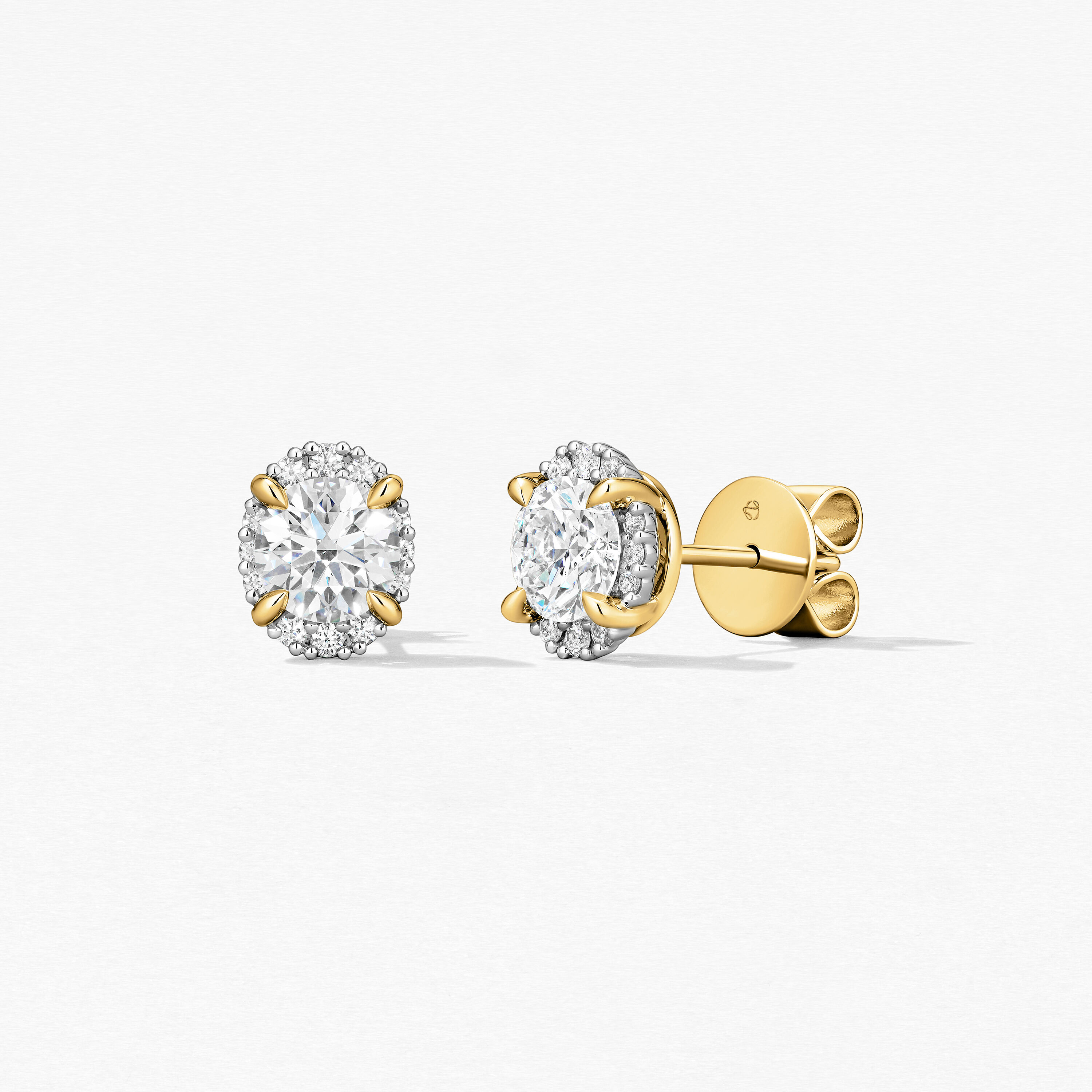 Ellipse Diamond Earrings, 18k Yellow Gold w/Platinum, large