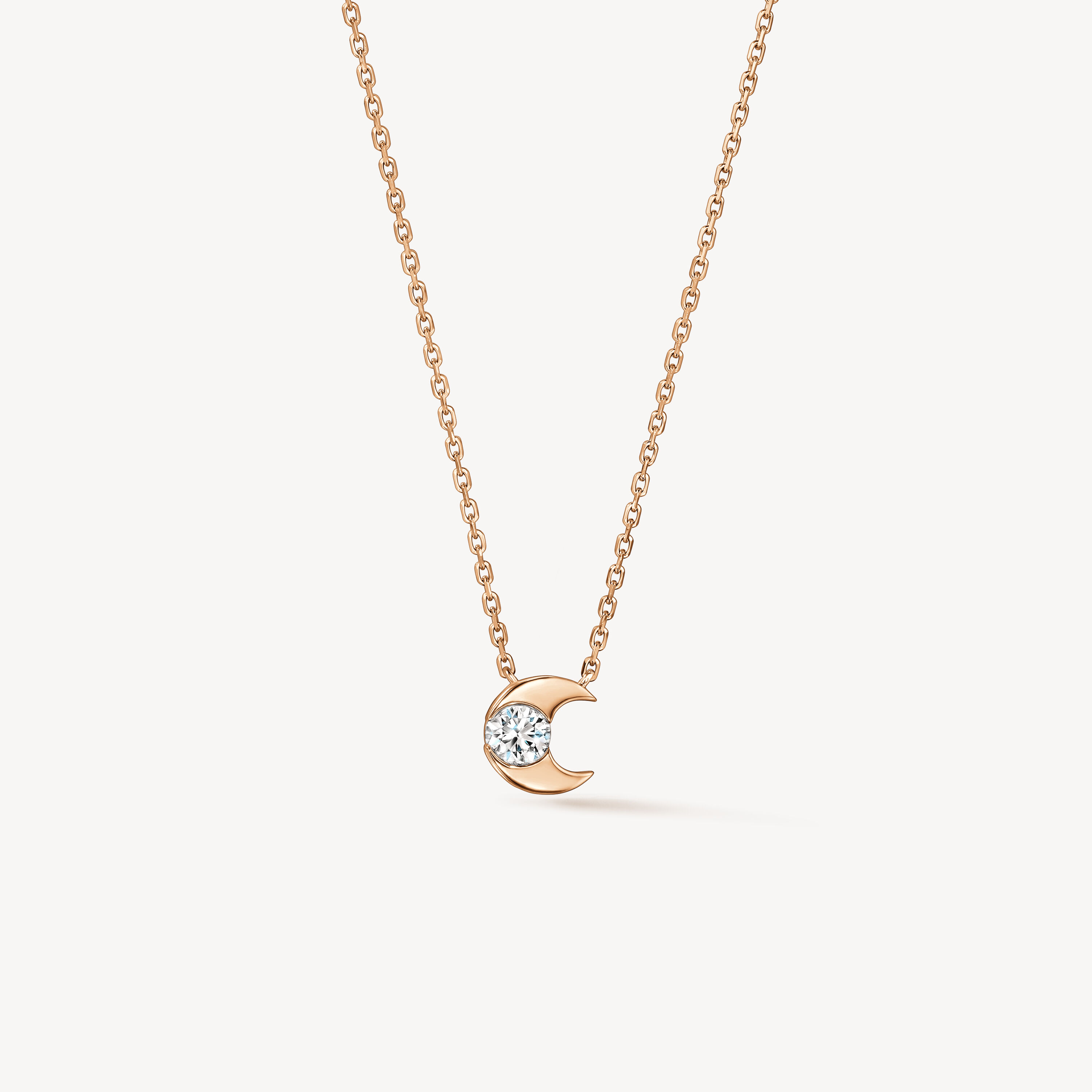 Charmed Half Moon Diamond Pendant Necklace, 18K Rose Gold, large
