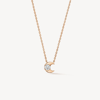 Charmed Half Moon Diamond Pendant Necklace, 18K Rose Gold, large