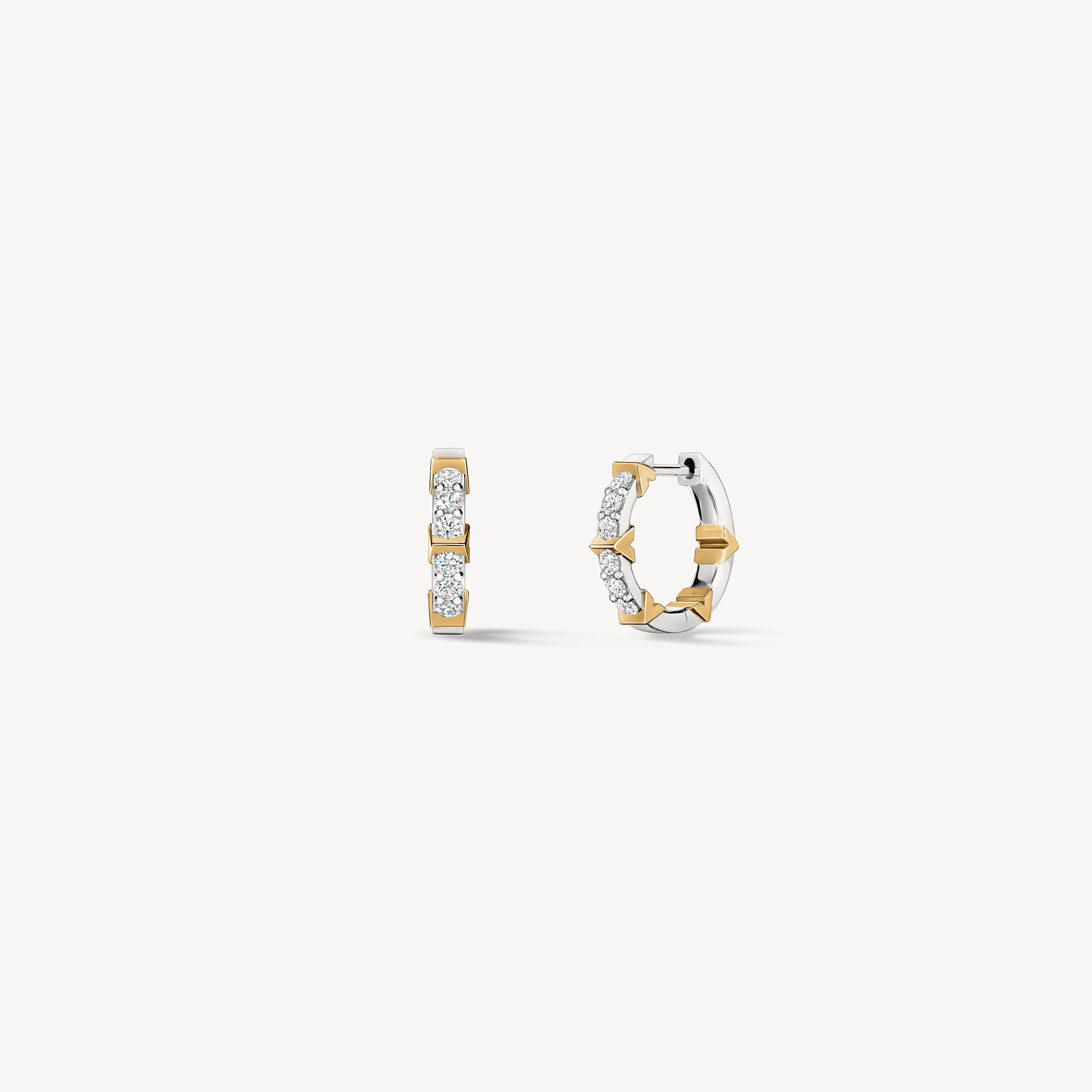 Copley Pav&eacute; Diamond Hoop Earrings, Small, 18K White Gold & Yellow Gold, large
