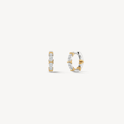 Copley Pavé Diamond Hoop Earrings, Small, 18K White Gold & Yellow Gold, large