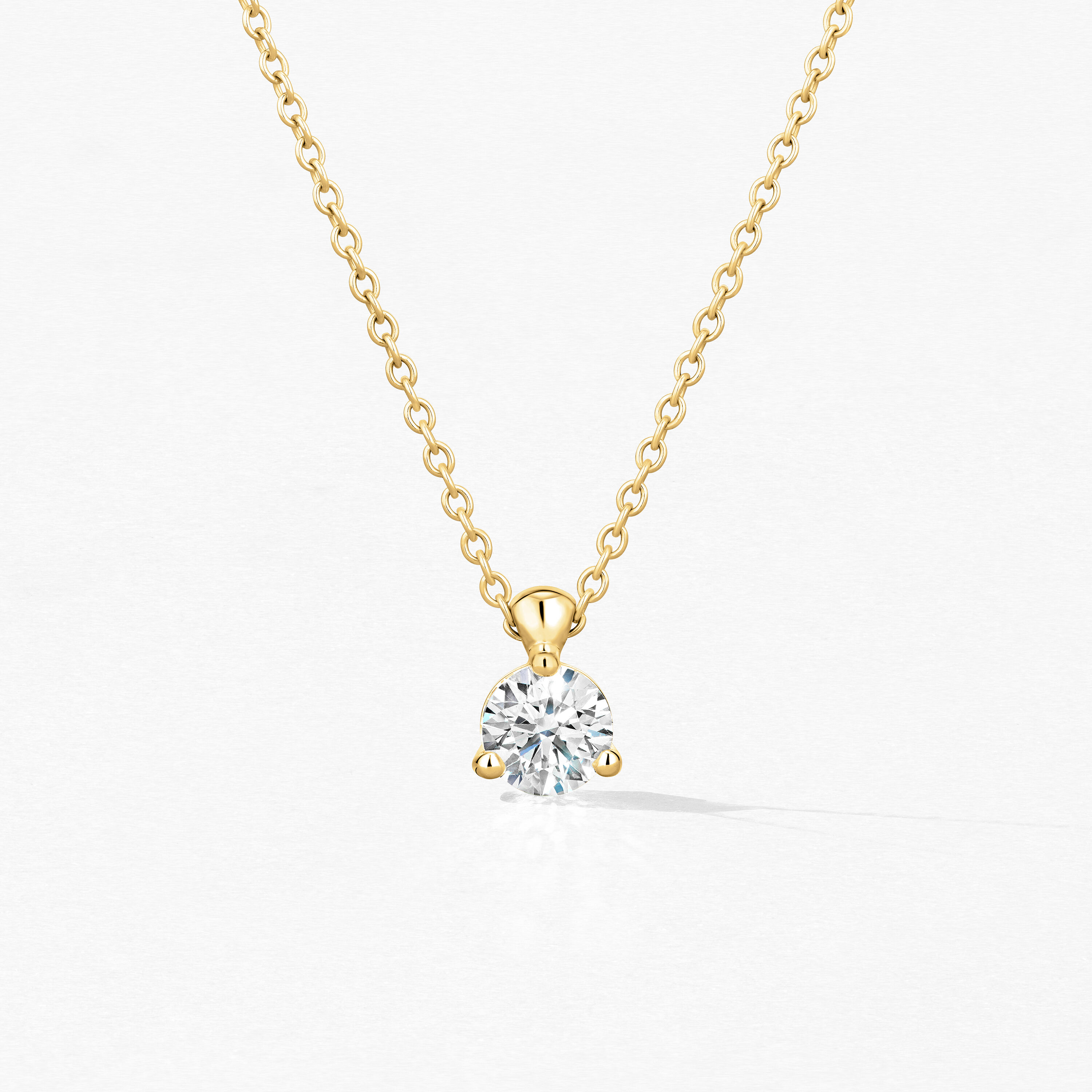 HOF Classic 3 Prong Solitaire Pendant, 18K Yellow Gold, large