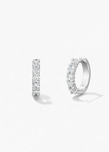 Small Mini Hoop Earrings, 18K White Gold Small Mini Hoop Earrings, 18K White Gold, large