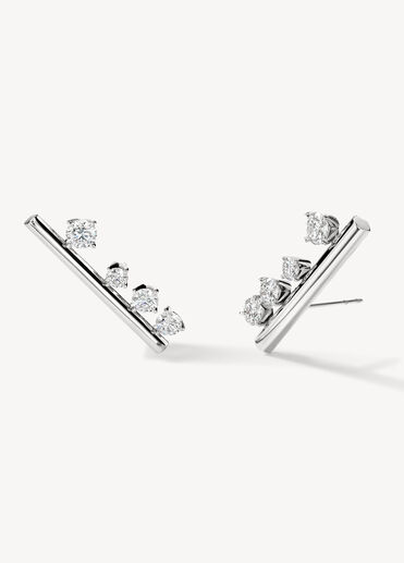 Barre Floating Diamond Large Climber Earrings, 18K White Gold Barre Floating Diamond Large Climber Earrings, 18K White Gold, large