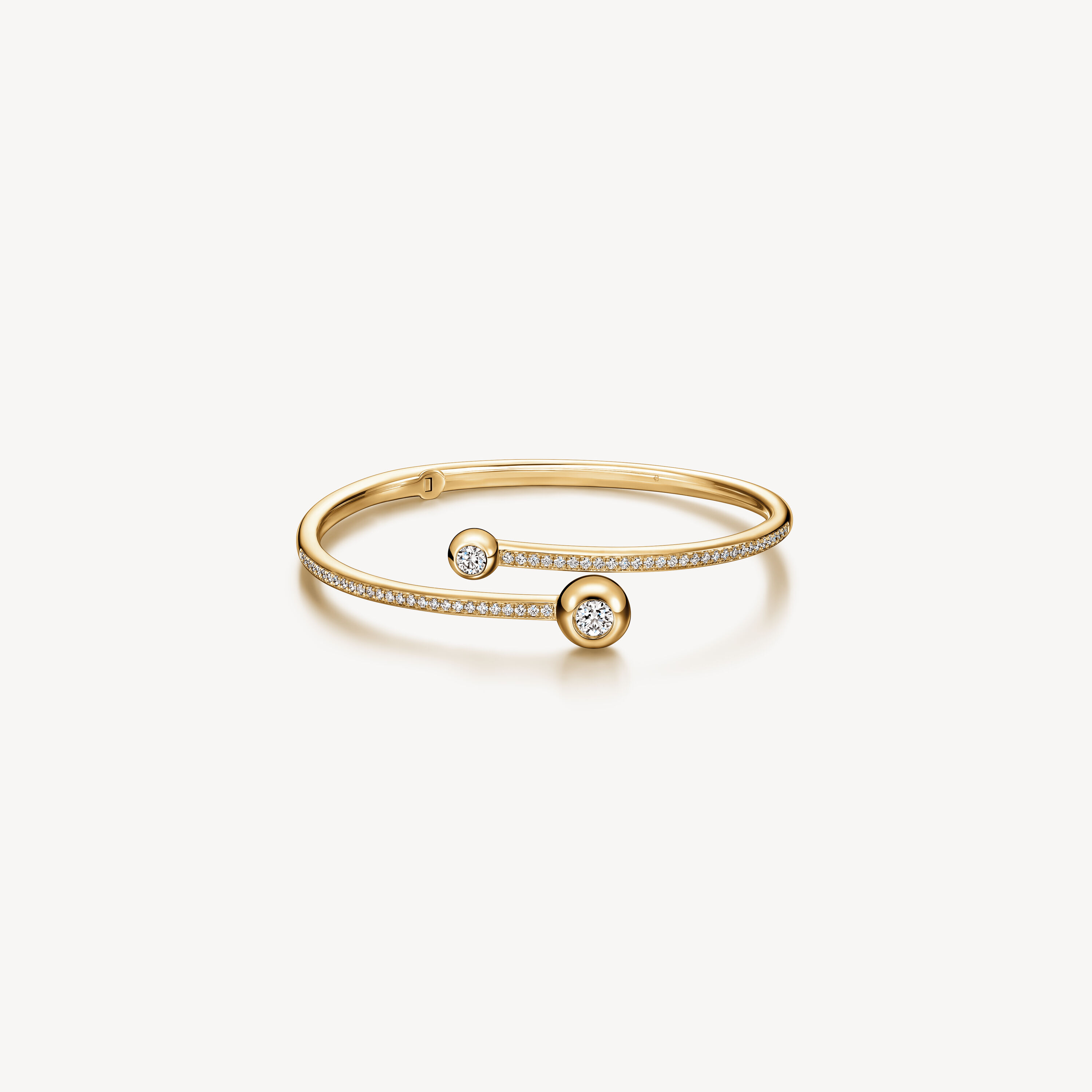 Dream Bypass Pav&eacute; Bangle, 18K Yellow Gold, large