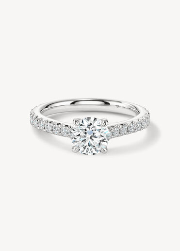 VELA Cathedral Solitaire Ring with Diamond Band, Platinum VELA Cathedral Solitaire Ring with Diamond Band, Platinum, large