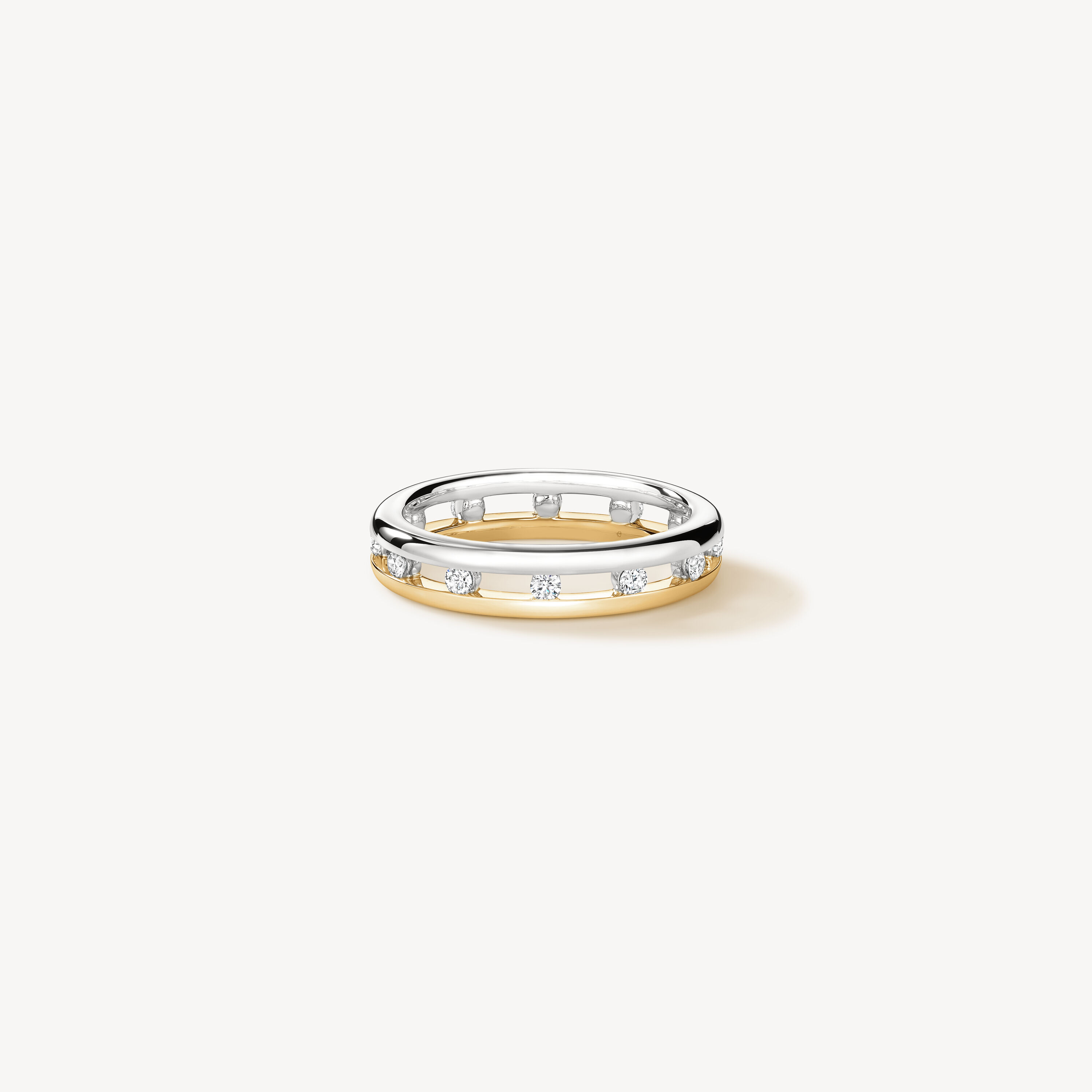 Love Floating Diamond Eternity Wedding Band, 18k Yellow Gold w/Platinum, large