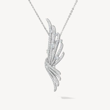 VELA French Cut Pav&eacute; Convertible Brooch, 18K White Gold, large