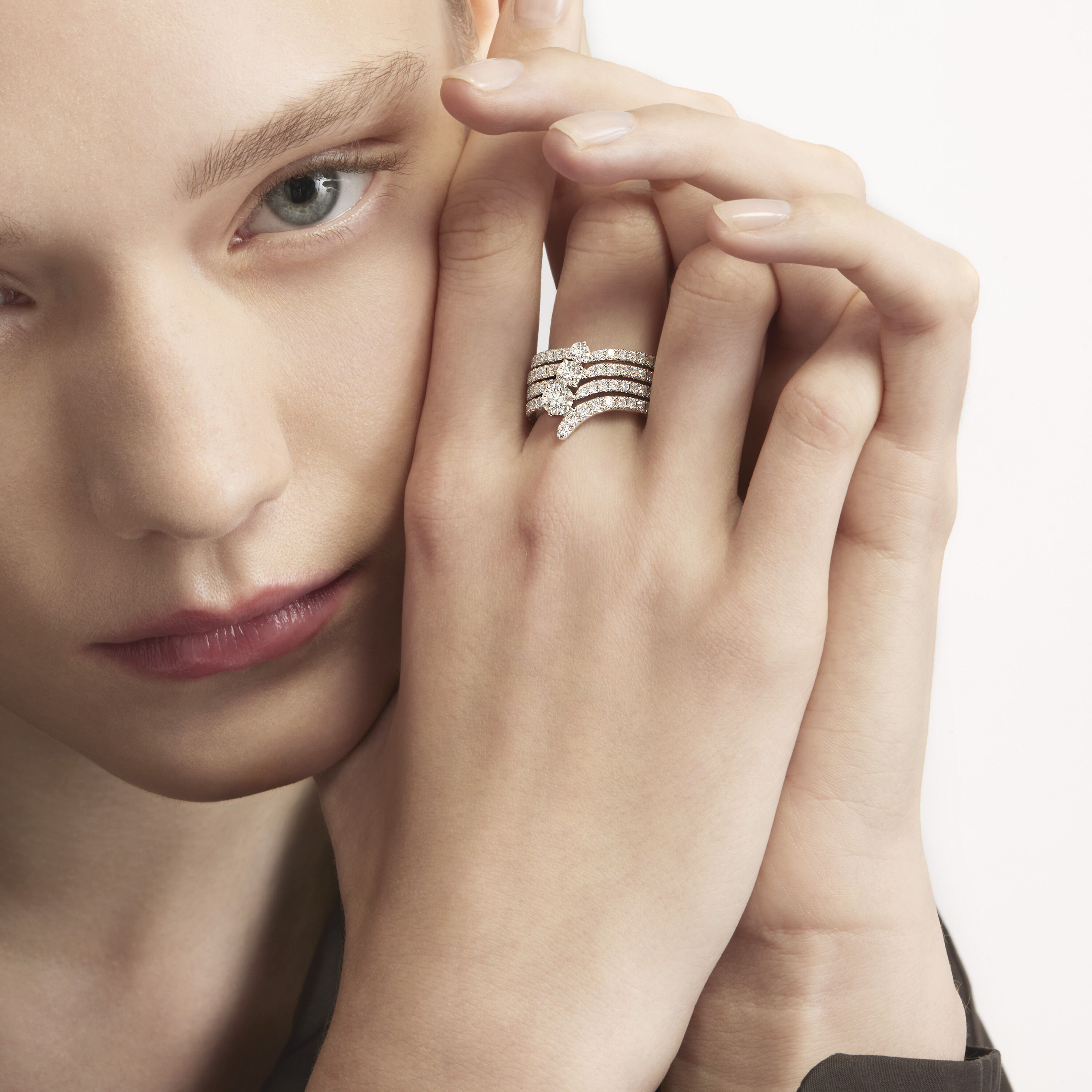 VELA French Cut Pav&eacute; Diamond Cocktail Ring, 18K Rose Gold, large