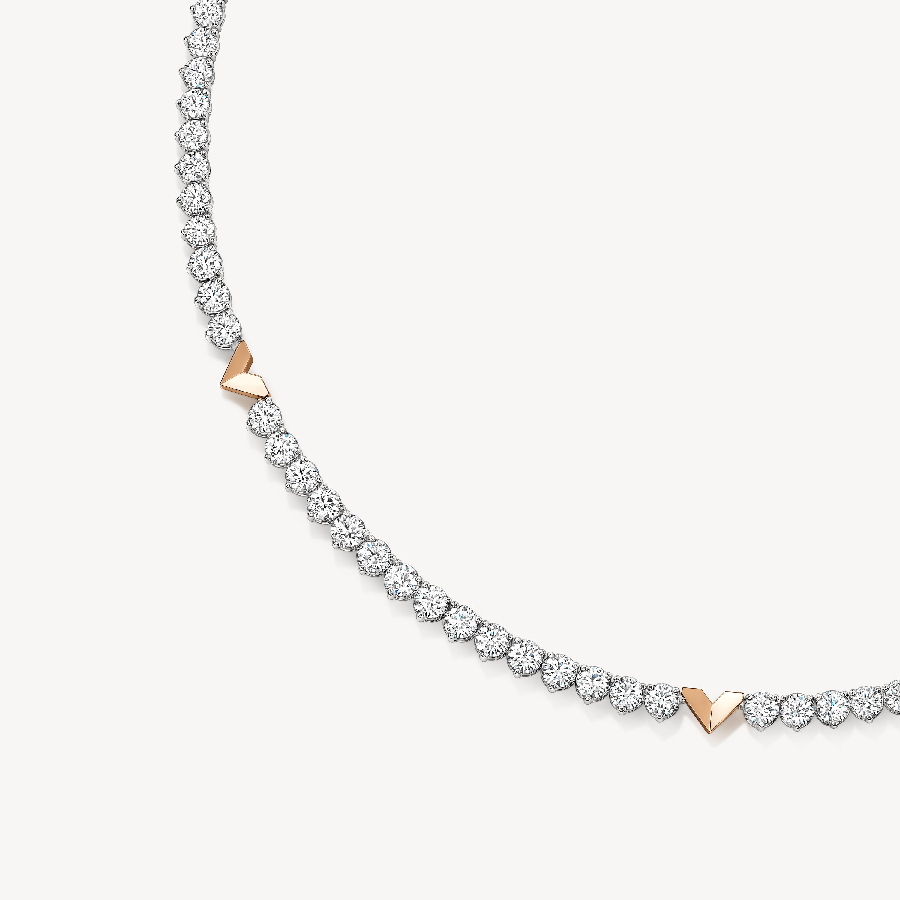 Copley Diamond Line Necklace, 18K White Gold & Rose Gold, large