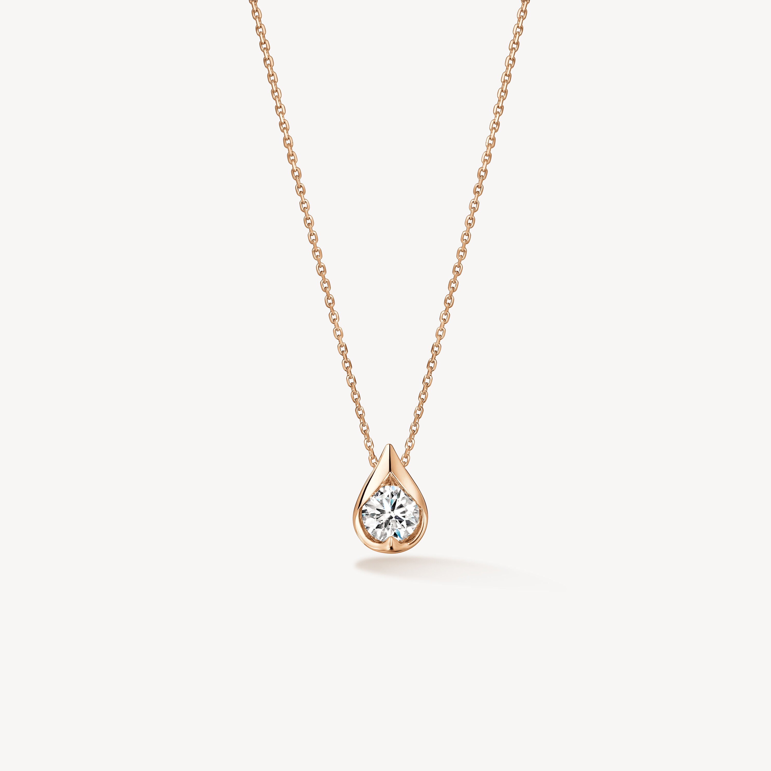 LU Single Diamond Pendant Necklace, 18K Rose Gold, large