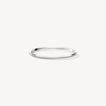 BARRE Pav&eacute; Bangle, 18K White Gold, large