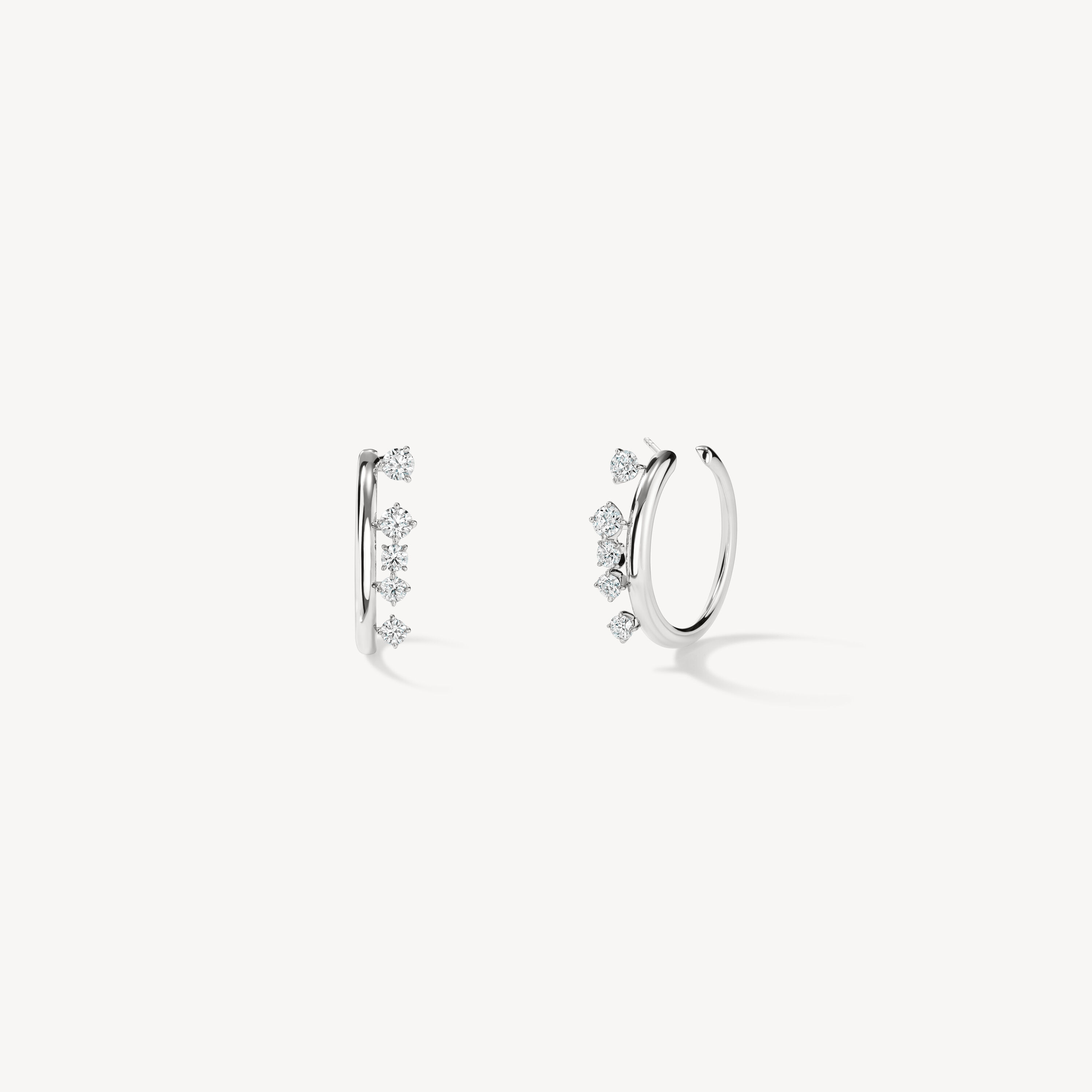BARRE Floating Diamond Small Hoops, 18K White Gold, large