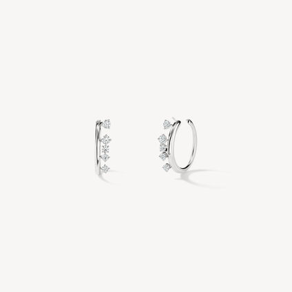 BARRE Floating Diamond Small Hoops, 18K White Gold, large