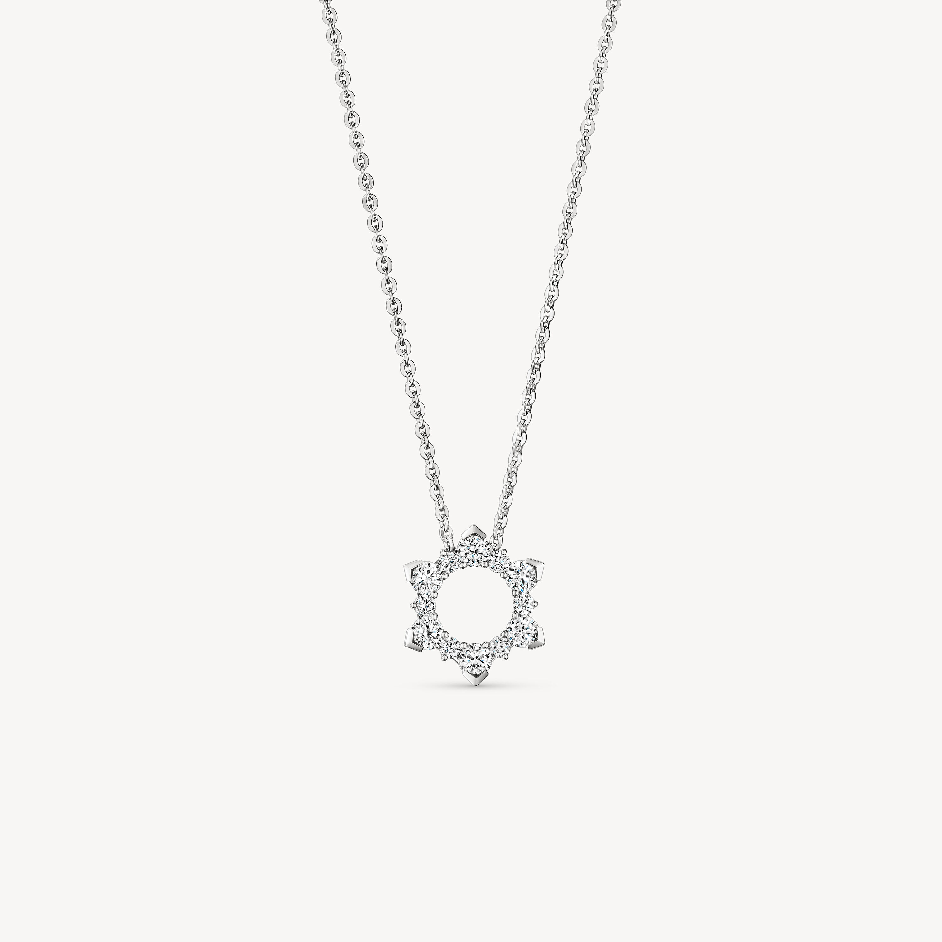 Aerial Open Sunburst Enhancer Pendant Necklace, 18K White Gold, large