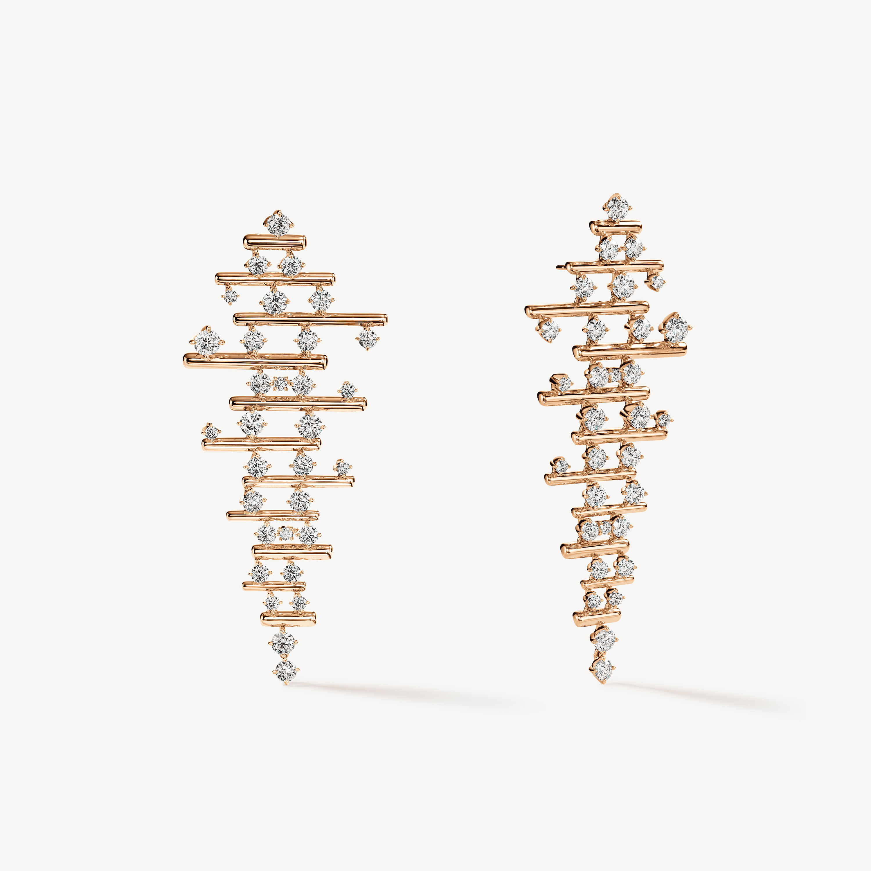 Barre Multi-Row Drop Earrings, 18K Rose Gold, large