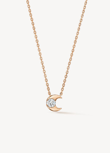 Charmed Half Moon Pendant Necklace, 18K Rose Gold Charmed Half Moon Pendant Necklace, 18K Rose Gold, large
