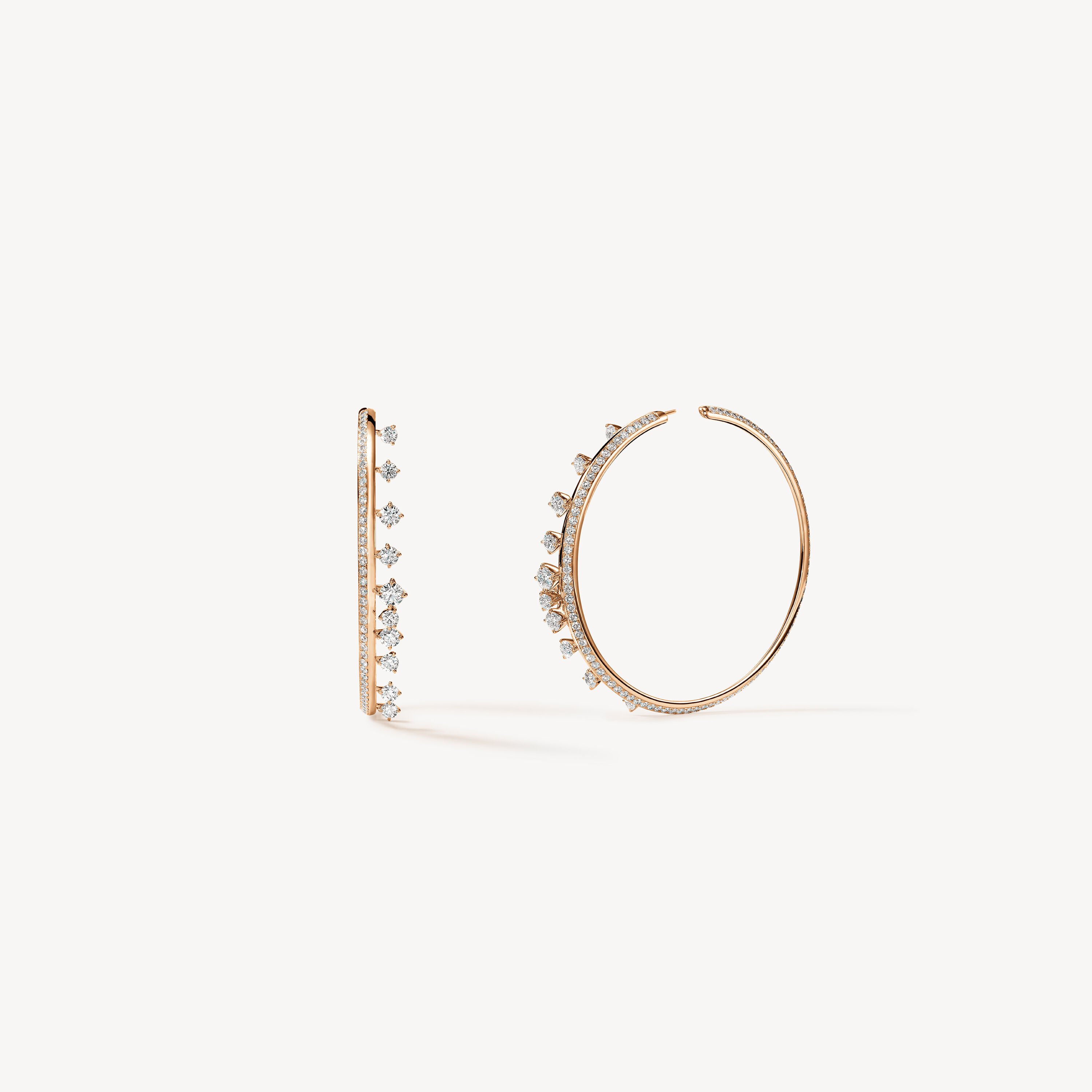 Barre Floating Diamond Large Hoops, 18K Rose Gold, large