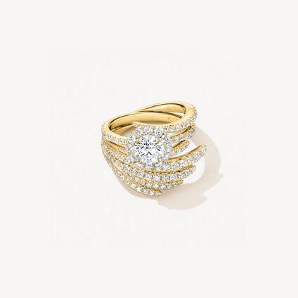 VELA Halo Ring With Diamond Band, 18K Yellow Gold, large