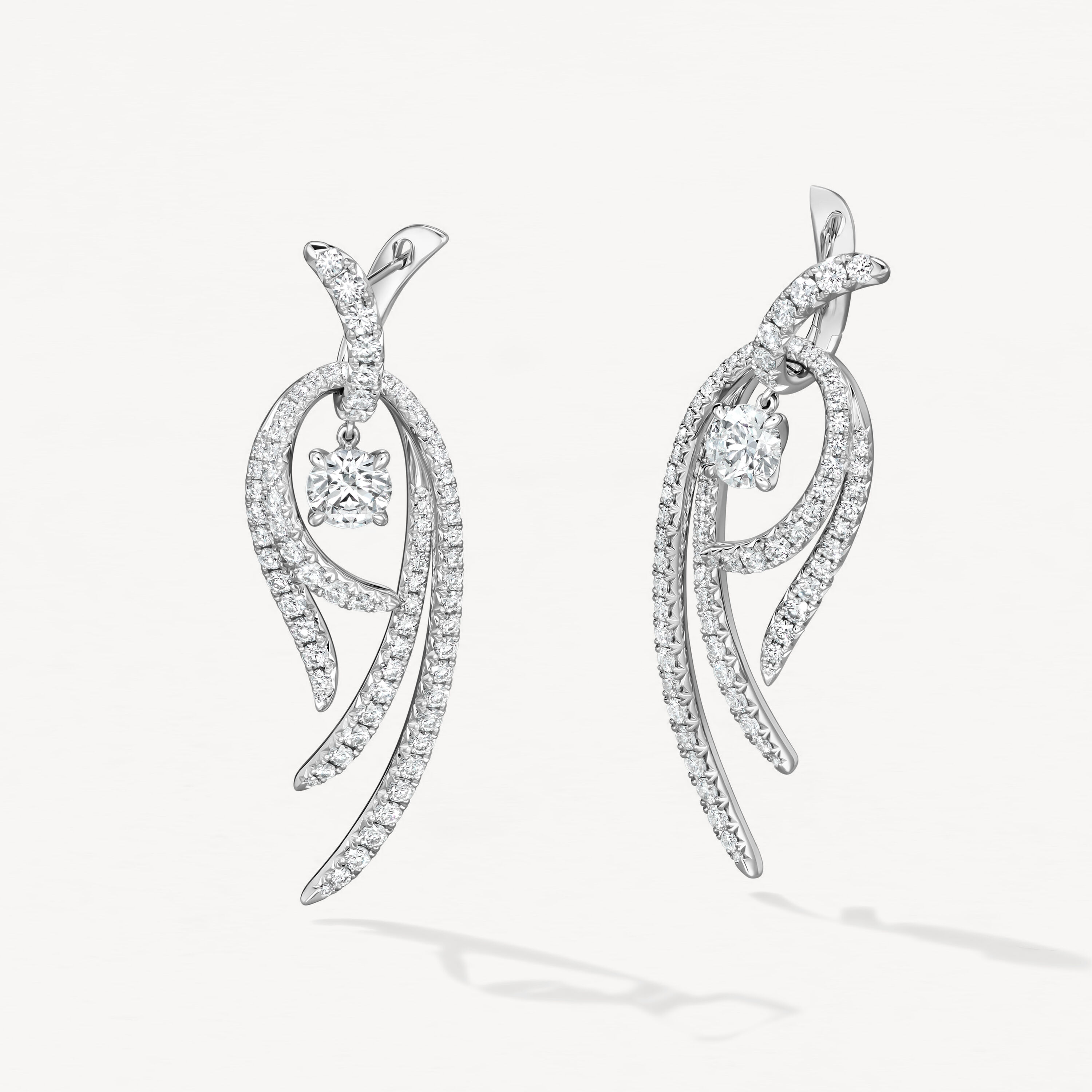 VELA Twisted Drop Earrings, Large, 18K White Gold, large