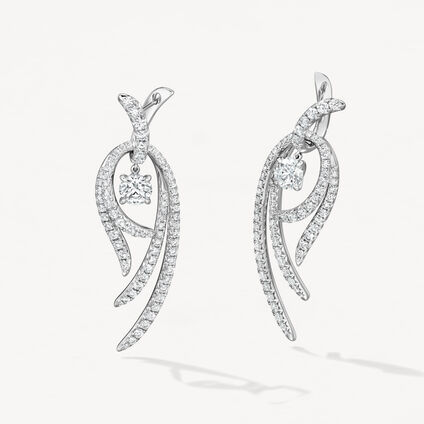 VELA Twisted Drop Earrings, Large, 18K White Gold, large