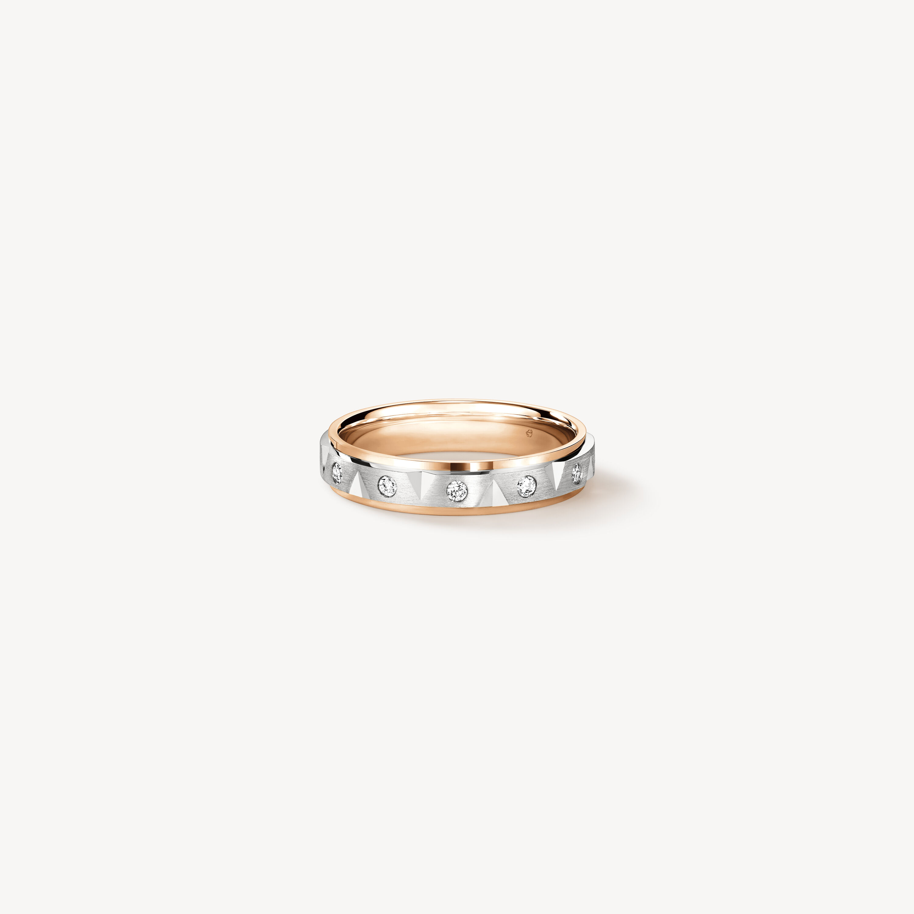 Love Chevron Eternity Wedding Band , 18K Rose Gold w/Platinum, large