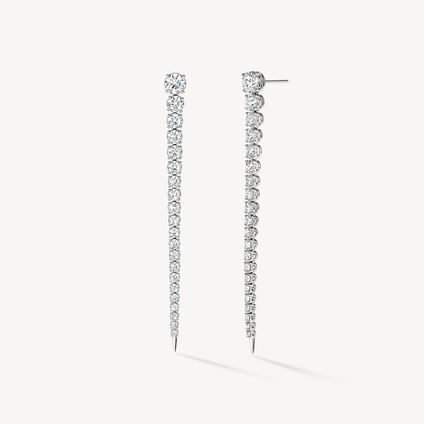 Icicle Diamond Drop Earrings, Long, 18K White Gold, large