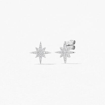 Charmed Starburst Earrings, 18K White Gold Charmed Starburst Earrings, 18K White Gold, large