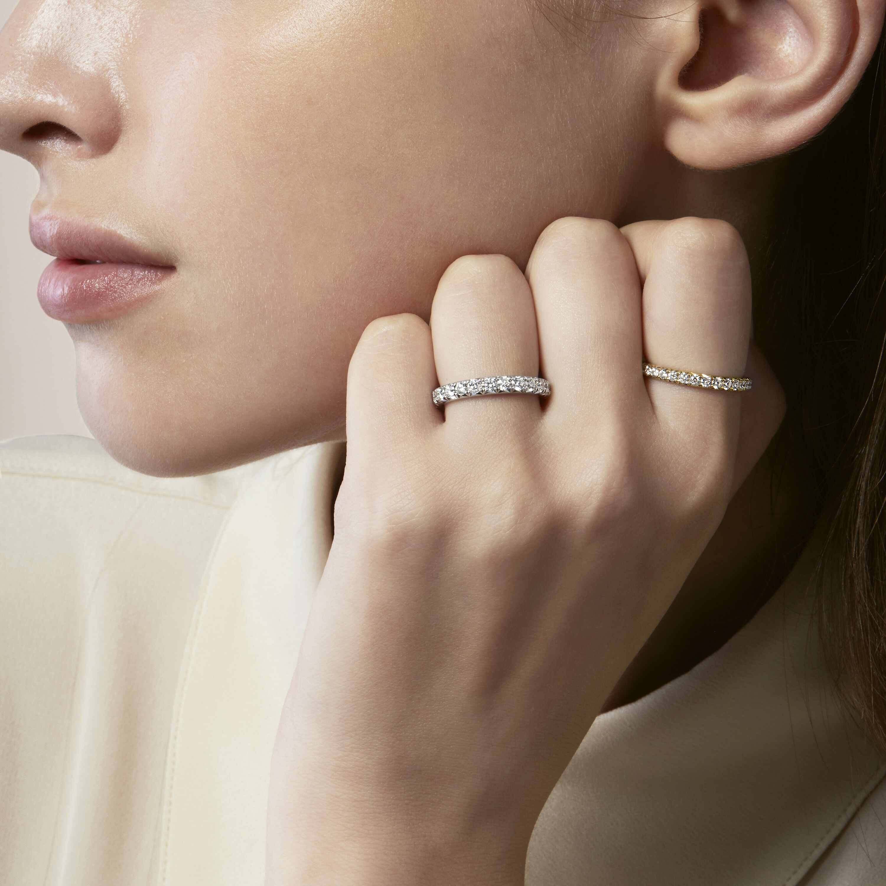 VELA French Cut Pav&eacute; Band, 18K Yellow Gold, large